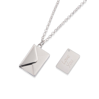 Simple Style Envelope Stainless Steel Titanium Steel Plating Pendant Necklace