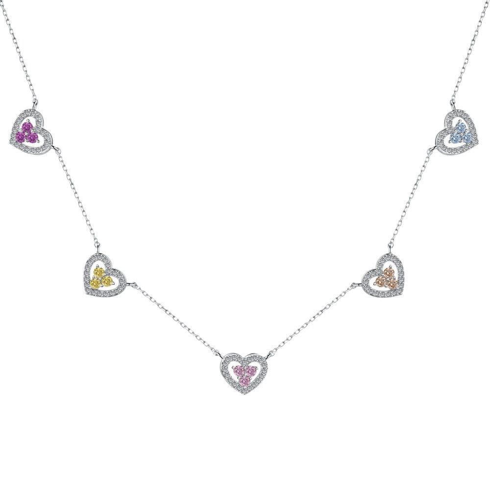 Simple Style Water Droplets Heart Shape Butterfly Sterling Silver Inlay Zircon Necklace