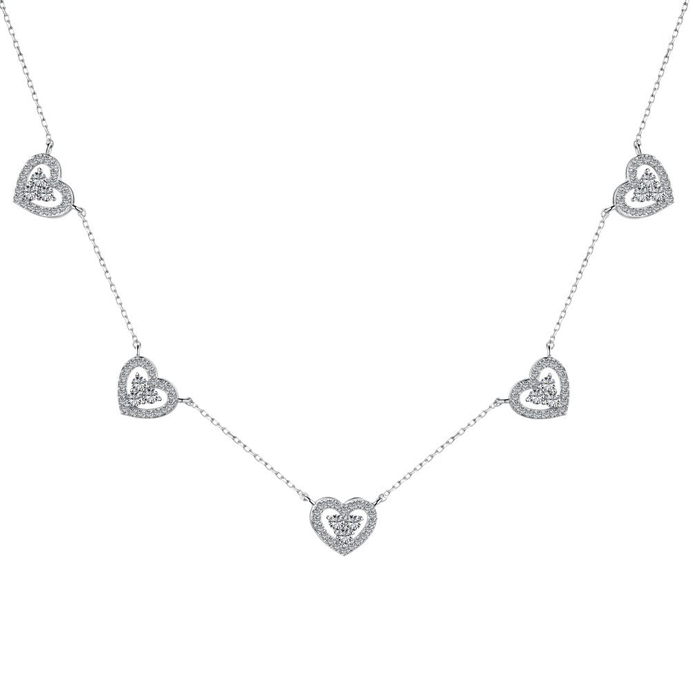 Simple Style Water Droplets Heart Shape Butterfly Sterling Silver Inlay Zircon Necklace