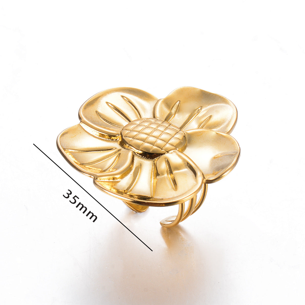 Exaggerated Flower Stainless Steel Plating Open Rings