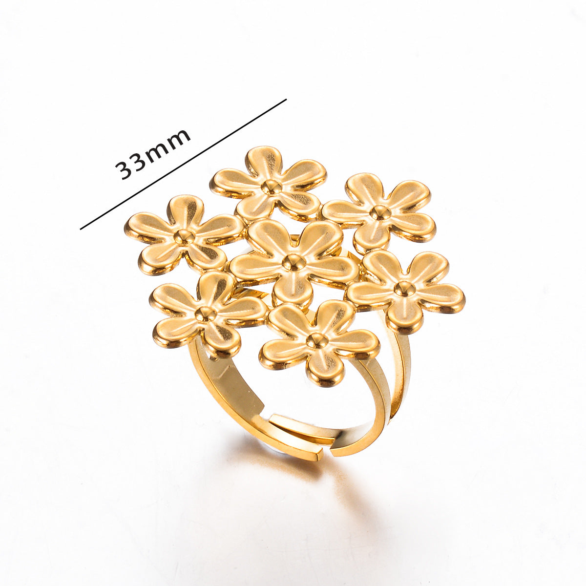 Exaggerated Flower Stainless Steel Plating Open Rings