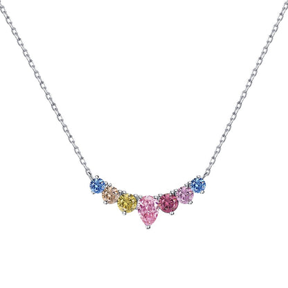 Simple Style Water Droplets Heart Shape Butterfly Sterling Silver Inlay Zircon Necklace