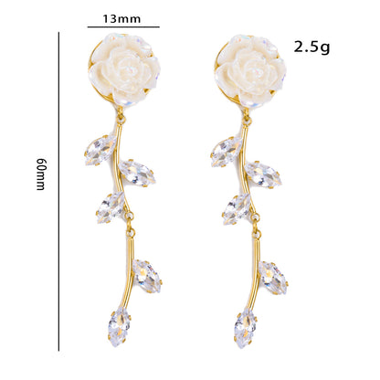 1 Pair Romantic Flower Plating Inlay Stainless Steel Zircon Drop Earrings