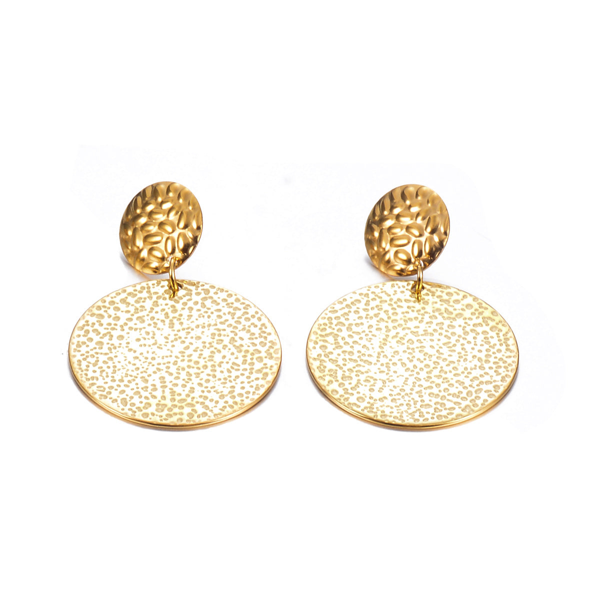 1 Pair Retro Round Plating Stainless Steel Drop Earrings