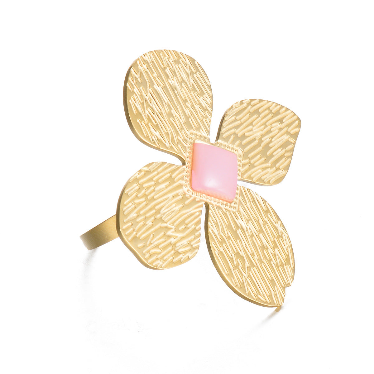 Exaggerated Sweet Flower Stainless Steel Plating Open Rings