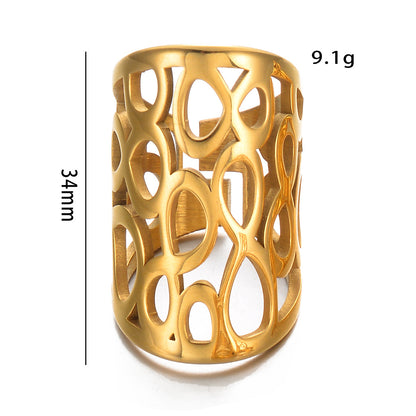 Glam Exaggerated Geometric Stainless Steel Plating Open Rings