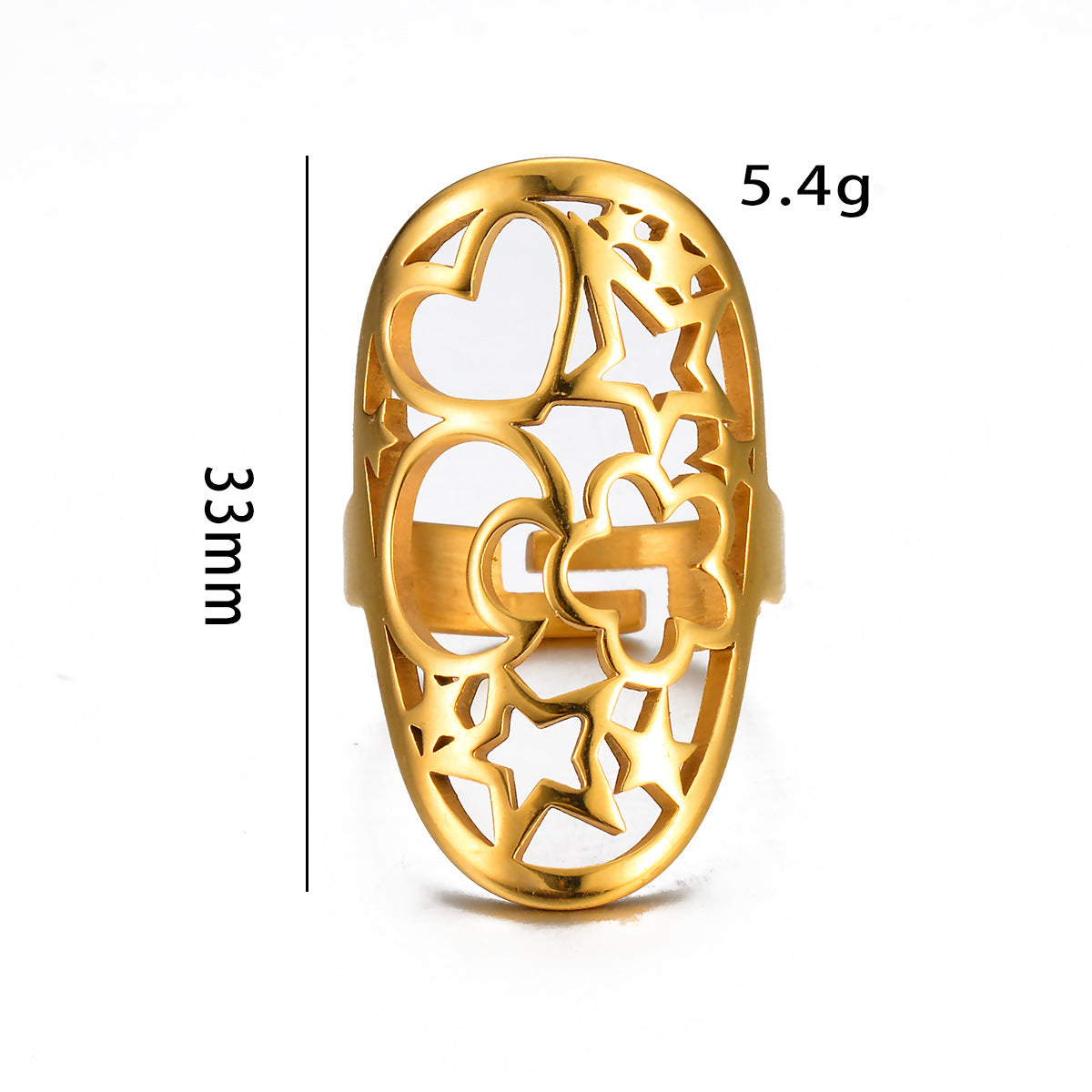 Glam Exaggerated Geometric Stainless Steel Plating Open Rings