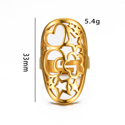 Glam Exaggerated Geometric Stainless Steel Plating Open Rings