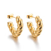 1 Pair Exaggerated Simple Style C Shape U Shape Solid Color Plating Stainless Steel 18k Gold Plated Earrings