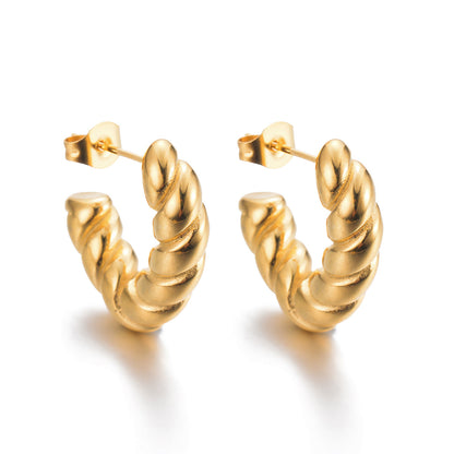 1 Pair Exaggerated Simple Style C Shape U Shape Solid Color Plating Stainless Steel 18k Gold Plated Earrings