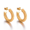 1 Pair Exaggerated Simple Style C Shape U Shape Solid Color Plating Stainless Steel 18k Gold Plated Earrings