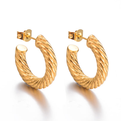 1 Pair Exaggerated Simple Style C Shape U Shape Solid Color Plating Stainless Steel 18k Gold Plated Earrings