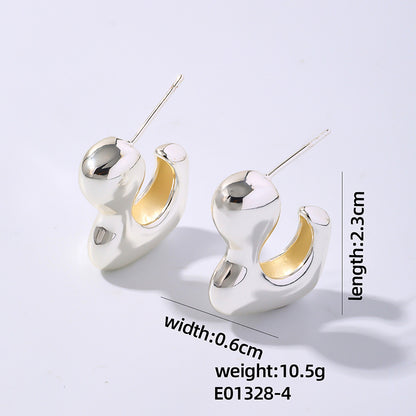 1 Pair Simple Style Geometric Plating Stainless Steel Hoop Earrings Drop Earrings