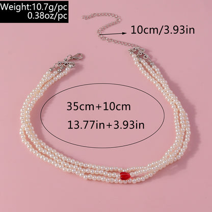 Simple Style Classic Style Heart Shape Artificial Pearl Zinc Alloy Beaded Women's Layered Necklaces