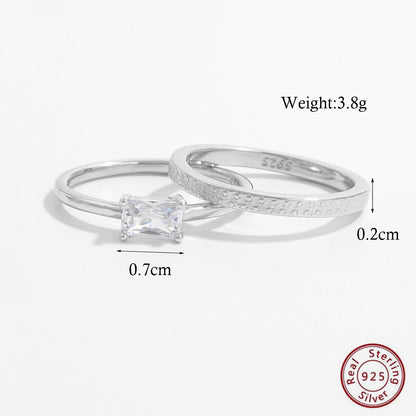 Elegant Simple Style Solid Color Sterling Silver Plating Inlay Zircon White Gold Plated Rhodium Plated Rings