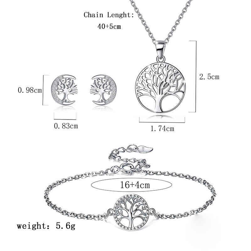 Elegant Tree Sterling Silver Plating Women's Bracelets Earrings Necklace