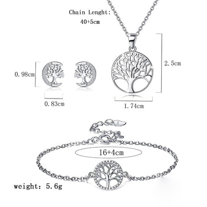 Elegant Tree Sterling Silver Plating Women's Bracelets Earrings Necklace