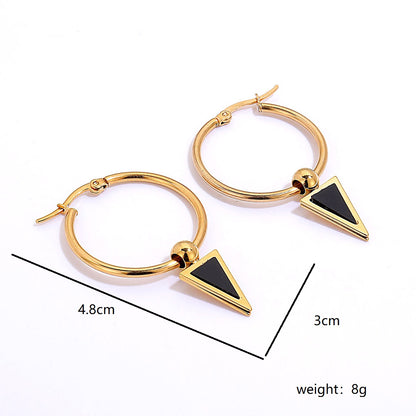 1 Pair Fashion Triangle Gold Plated Stainless Steel Gold Plated Drop Earrings