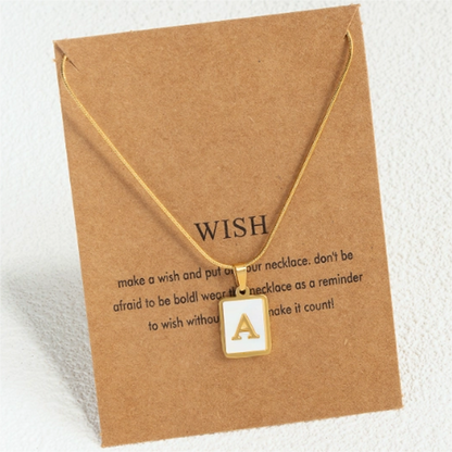 Luxurious Letter Stainless Steel Plating Inlay Shell 18k Gold Plated Pendant Necklace