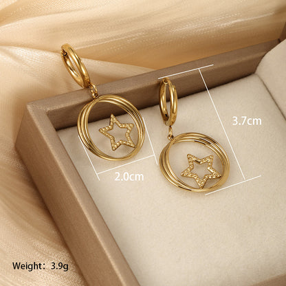 1 Pair Vintage Style Xuping Simple Style Pentagram Swan Plating Stainless Steel 14k Gold Plated Drop Earrings