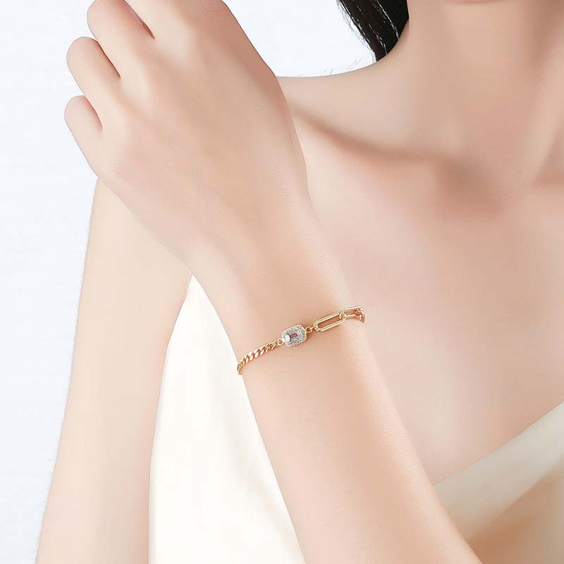 Lady Color Block Sterling Silver Irregular Plating Gold Plated Bracelets