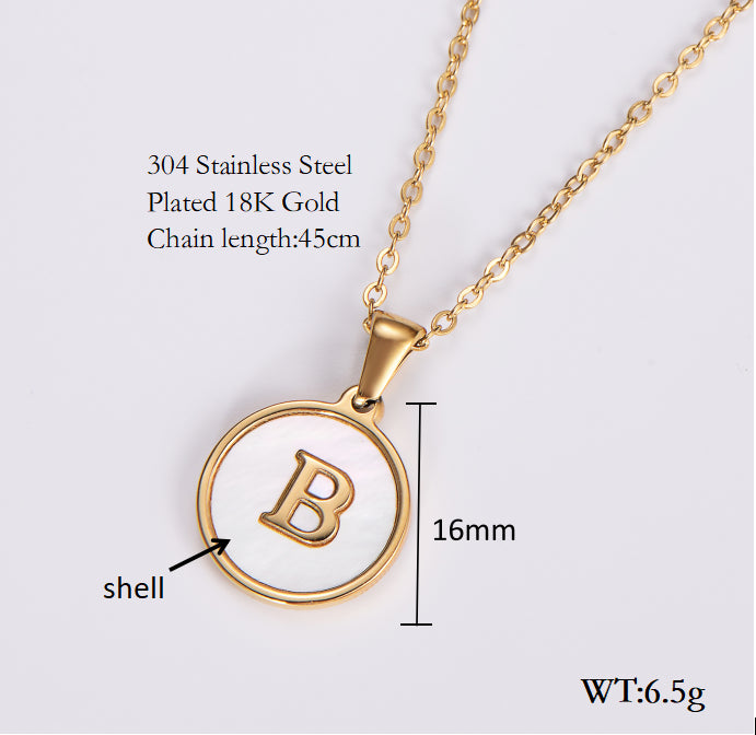 Simple Style Letter Shell Pendant Necklace