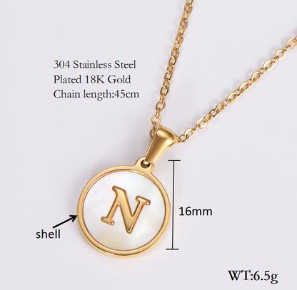 Simple Style Letter Shell Pendant Necklace