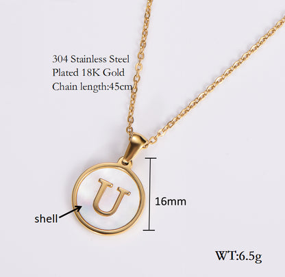 Simple Style Letter Shell Pendant Necklace