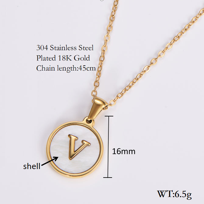 Simple Style Letter Shell Pendant Necklace