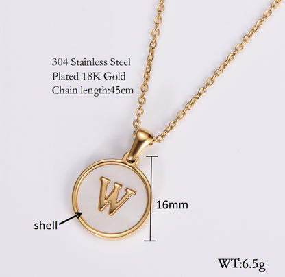 Simple Style Letter Shell Pendant Necklace