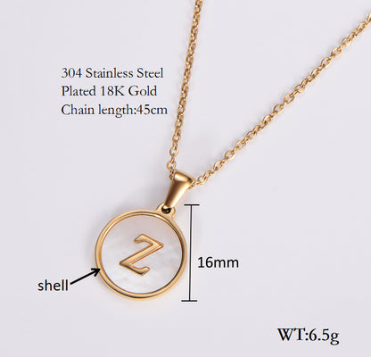 Simple Style Letter Shell Pendant Necklace