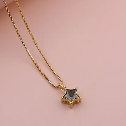 Casual Simple Style Pentagram Copper Plating Inlay Zircon 18k Gold Plated Pendant Necklace