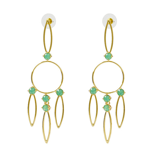 1 Pair Elegant Vacation Geometric Alloy Rhinestones 18k Gold Plated Dangling Earrings