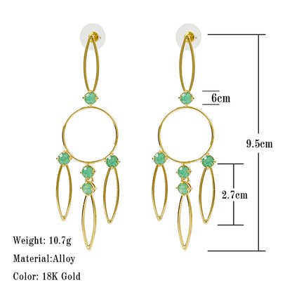 1 Pair Elegant Vacation Geometric Alloy Rhinestones 18k Gold Plated Dangling Earrings