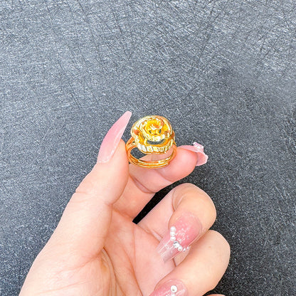 1 Piece Simple Style Flower Brass Plating Open Ring