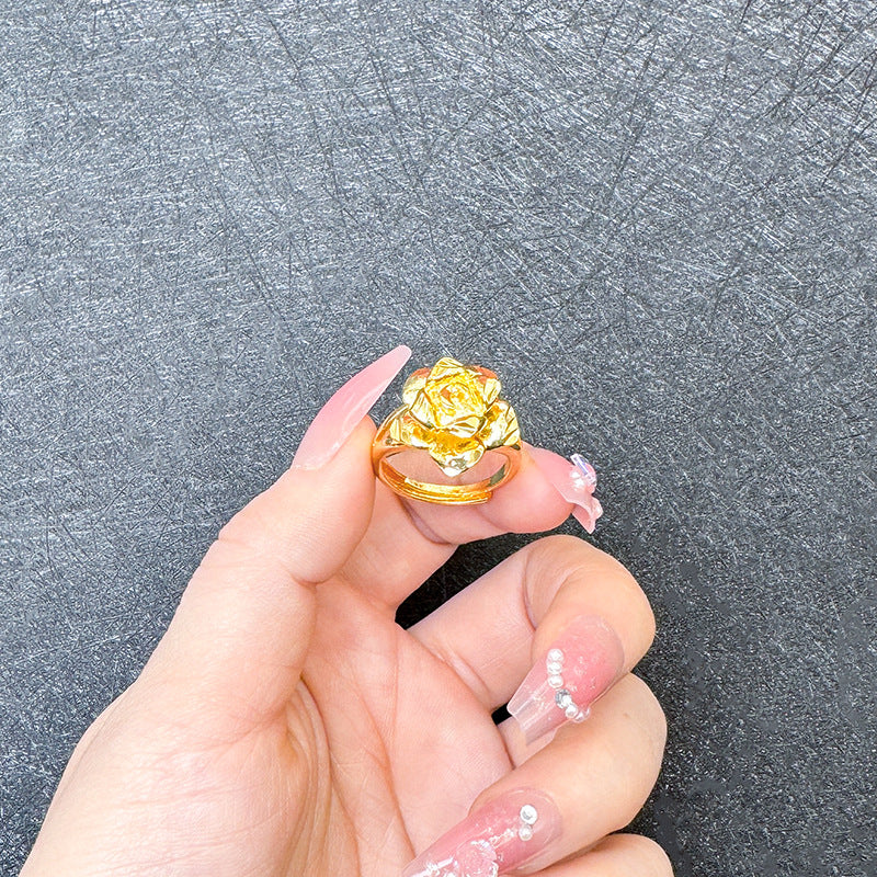 1 Piece Simple Style Flower Brass Plating Open Ring