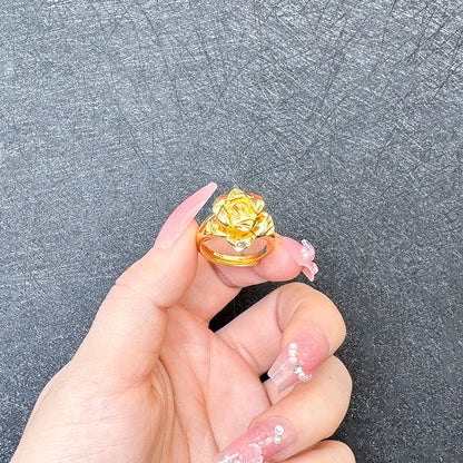 1 Piece Simple Style Flower Brass Plating Open Ring