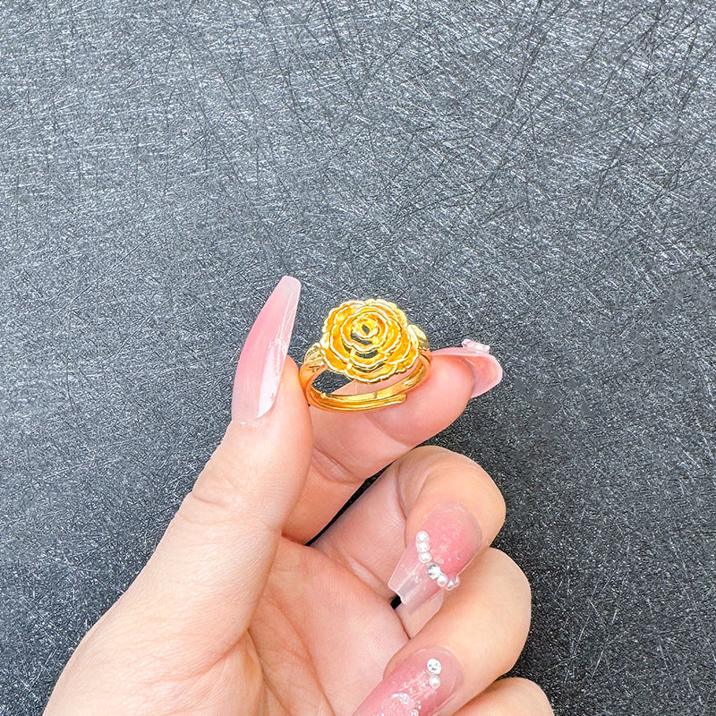 1 Piece Simple Style Flower Brass Plating Open Ring