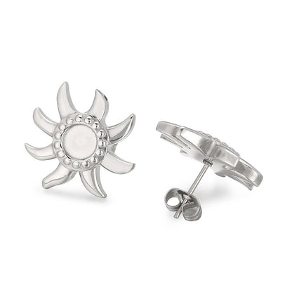 1 Pair Simple Style Sun Plating Stainless Steel Ear Studs