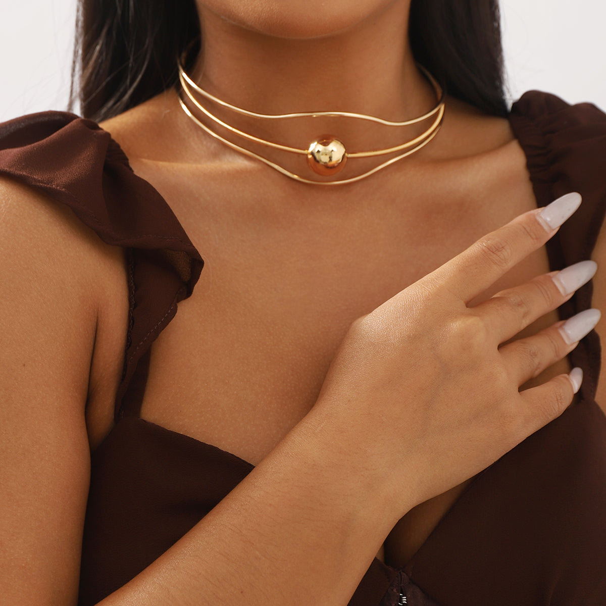 Modern Style Simple Style Solid Color Alloy Women's Choker