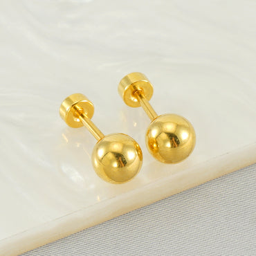 1 Pair Basic Round Polishing Plating Stainless Steel 18k Gold Plated Ear Studs