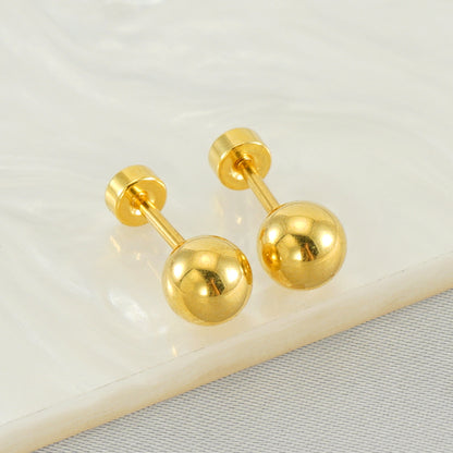 1 Pair Basic Round Polishing Plating Stainless Steel 18k Gold Plated Ear Studs