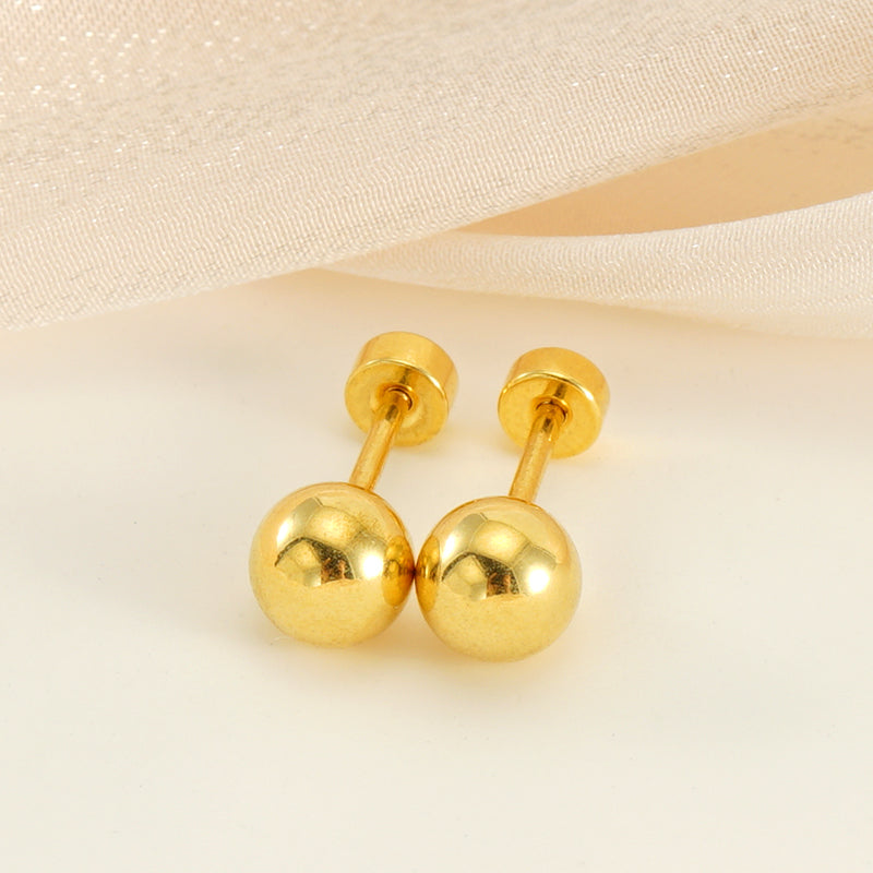 1 Pair Basic Round Polishing Plating Stainless Steel 18k Gold Plated Ear Studs