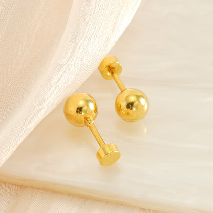 1 Pair Basic Round Polishing Plating Stainless Steel 18k Gold Plated Ear Studs