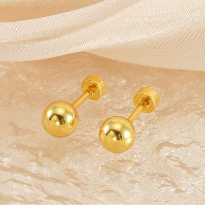 1 Pair Basic Round Polishing Plating Stainless Steel 18k Gold Plated Ear Studs