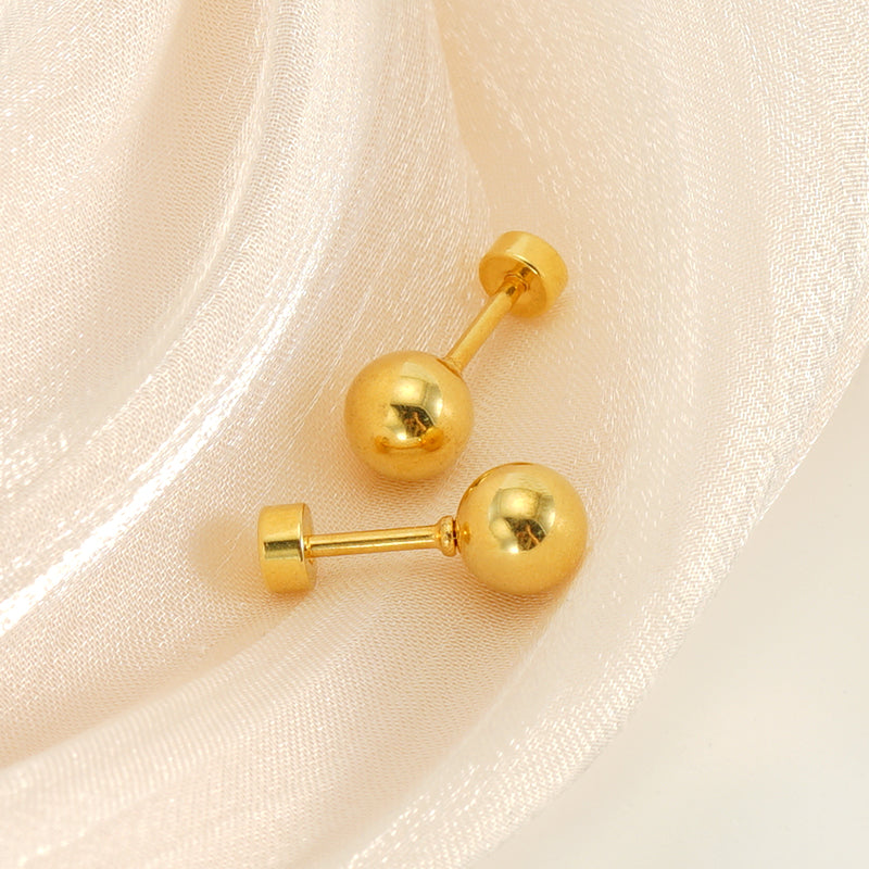 1 Pair Basic Round Polishing Plating Stainless Steel 18k Gold Plated Ear Studs