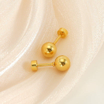 1 Pair Basic Round Polishing Plating Stainless Steel 18k Gold Plated Ear Studs