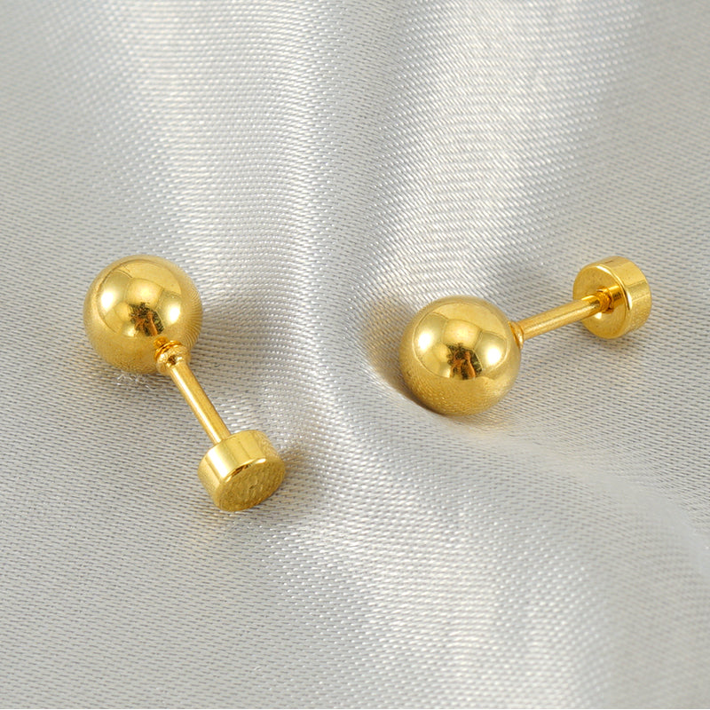 1 Pair Basic Round Polishing Plating Stainless Steel 18k Gold Plated Ear Studs