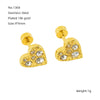 1 Pair Simple Style Heart Shape Polishing Plating Inlay Stainless Steel Rhinestones Zircon 18k Gold Plated Ear Studs