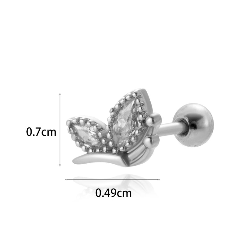 1 Piece Simple Style Classic Style Star Moon Butterfly Plating Inlay Stainless Steel Zircon 18k Gold Plated Ear Studs